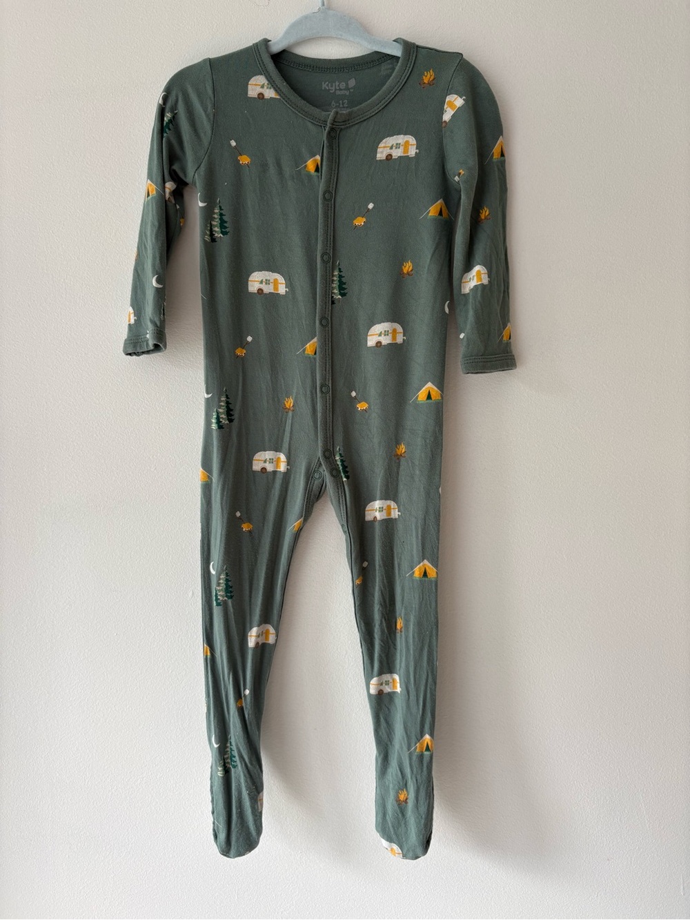 Kyte BABY Green Camping-Print Footed One-Piece